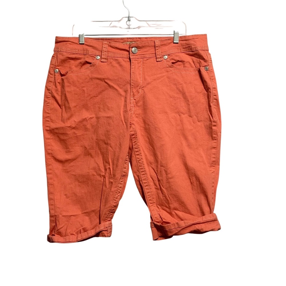Nine West Vintage America Coral Orange Bermuda Shorts Cuffed Sz 16/33 Women's